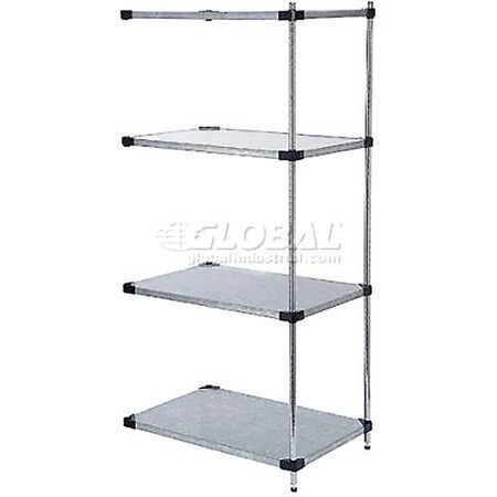 Nexel Galvanized Steel, 5 Tier, Solid Shelving Add-On Unit, 54Wx24Dx74H A24547SZ5